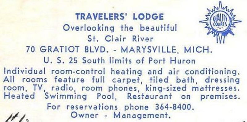 Clair Inn (Travelers Lodge, Travelers Lodge) - Vintage Postcard Back